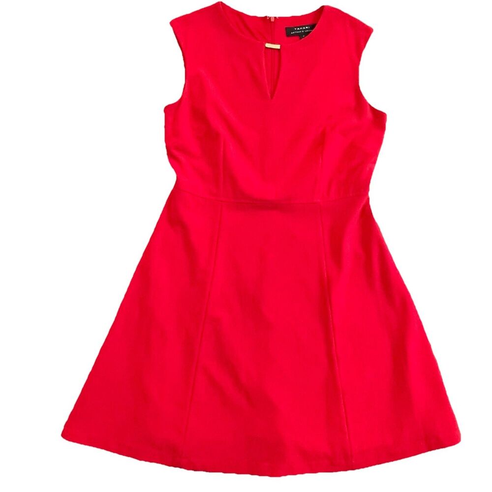 TAHARI Arthur S. Levine Red Women's Sleeveless Lined Gold Keyhole 12